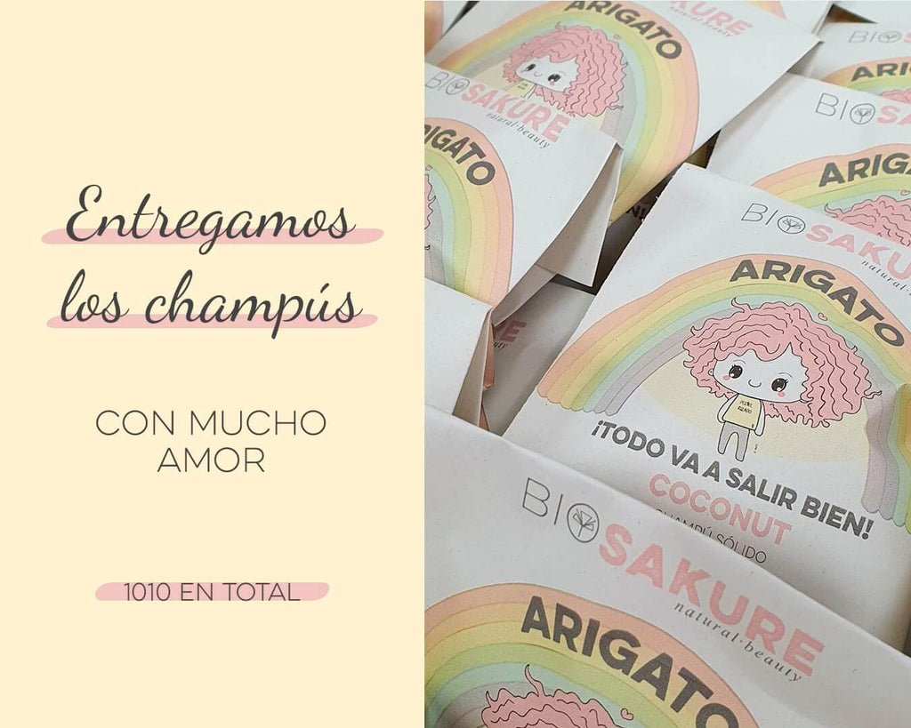 champús sanitarios donados, los entregamos 1010 entre 12 hospitales