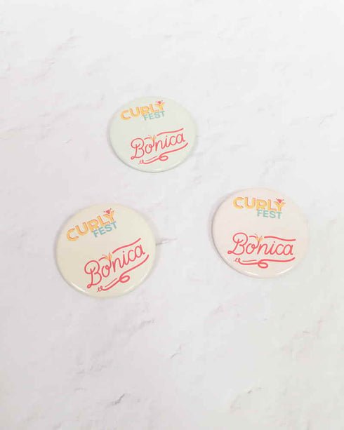 bolsa de algodón curly fest chapas de regalo